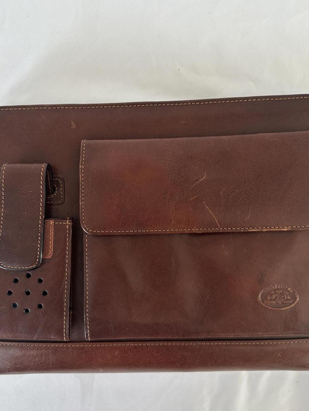 Vintage Tony Perotti Brown Italian Leather Organizer Portfolio